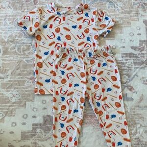 Tahari Kids Pajama Set - White with Red and Blue baseball Print